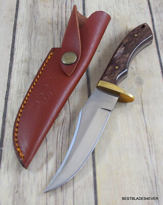 8.25 INCH RITE EDGE BROWN BONE HANDLE FULL TANG RAZOR SHARP BLADE LEATHER SHEATH