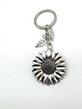 Silver Tone Sunflower Key Chain Or Purse Charm