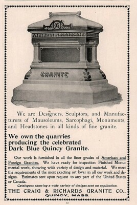 1895 e Craig Richards Monuments Blue quincy Granite Print Ad