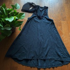 Rare ANNA SUI Vintage Mini Dress Cotton Silk Accent Black Japan