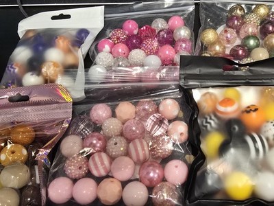20mm Bubblegum Beads Lot 6 Bags Approx. 20 Pieces Per Bag New Great Mix
