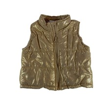 Healthtex Baby 12M Gold Metallic Puffer Vest Shiny Zip Toddler Coat