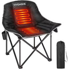 Outdoor Portable Folding Oversized Heated Camping Chair with 3 Levels of Heat fo