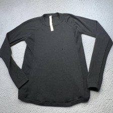 Lululemon Sweater Womens 6 Black Merino Wool Crewneck Long Sleeve Waffle Knit