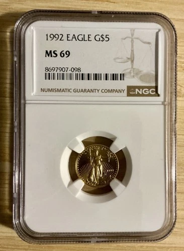 🤩1992 $5 American Gold Eagle 1/10 oz NGC Certified MS69 Gold Coin