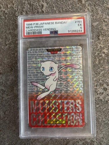 PSA 5 Excel- Mint Pokemon Card Mew 150 Holo Prism RED Japanese Carddass BANDAI