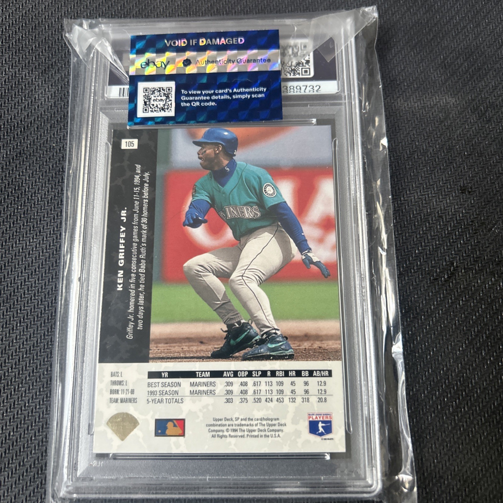 1994 SP #105 Ken Griffey Jr. PSA 10 view 2