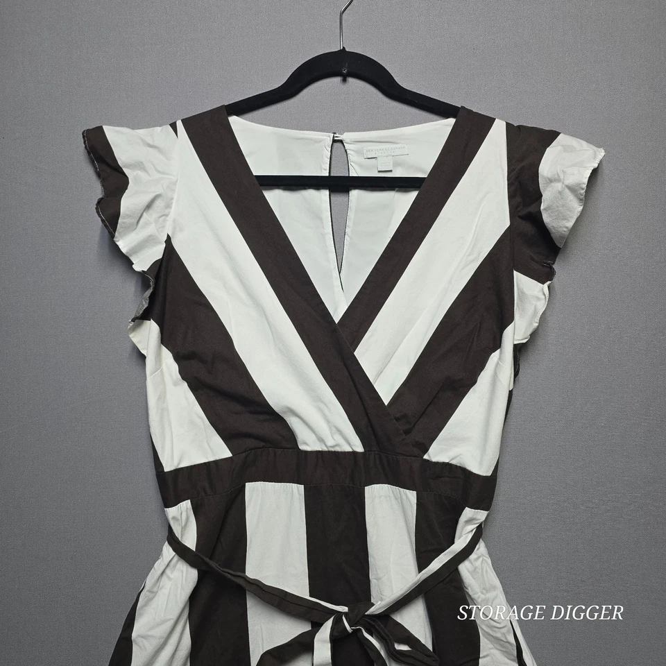 Maxi Vestido Mujer New York & Company Grande Blanco Negro Rayas Manga Acampanada Foto 3 de 4