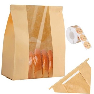  Bread Bags for Homemade Bread, Sourdough Bread Bag with Window 14'' X 8.3'' 120