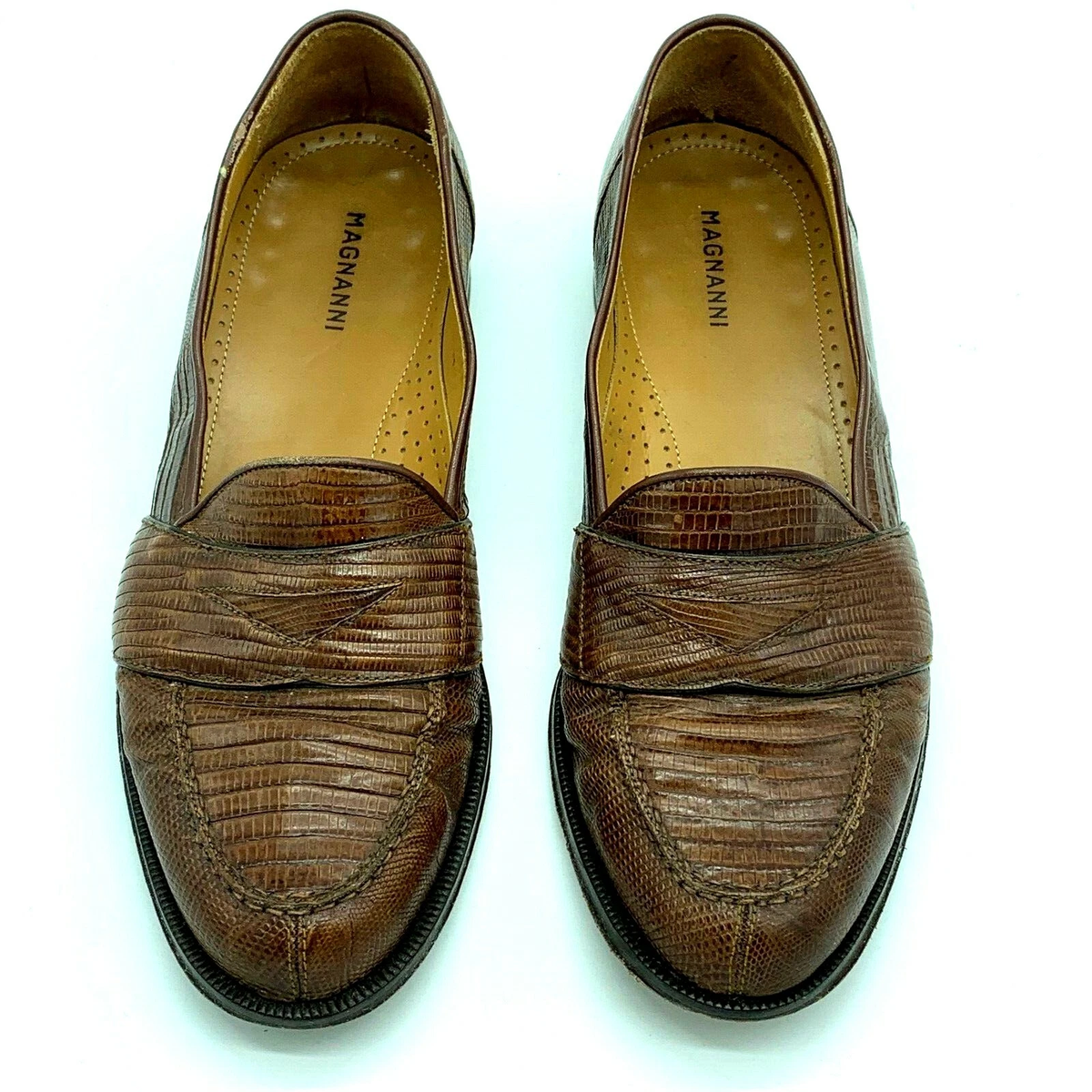 Magnanni Genuine Lizard Loafers Mens 12 M Brown Leather Shoes Made in Spain Magnanni Men main image 4