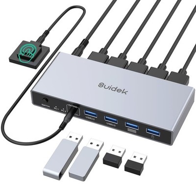 Displayport KVM Switch 2 Computers 1 Monitor, 8K60Hz 4K144Hz USB 3.0 DP KVM S...