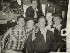 Vintage Photo Teen Boys Group Photo Letterman Jackets Flannel Shirts Youth 1950