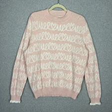 Elle Sweater XXL Love Hearts Ribbon Feminine Coquette Whimsical Pastel Soft Cute