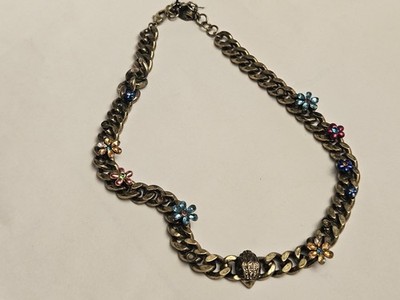 KURT GEIGER London Floral Eagle Collar Necklace Chain Is MISSING FLOWERS