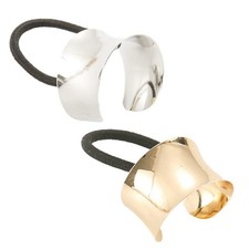 2 Pieces Metal Cuff Ponytail Holder Hair Cuff Elastic Hair Band Rope Hair Tie...
