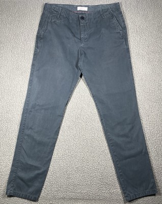 Knowledge Cotton Apparel Chino Pants Mens Slate Blue Gray Straight Leg 36x34
