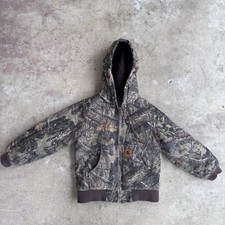 Carhartt Full Zip Camouflage Mossy Oak Hooded Active Jacket Youth Size XS 6