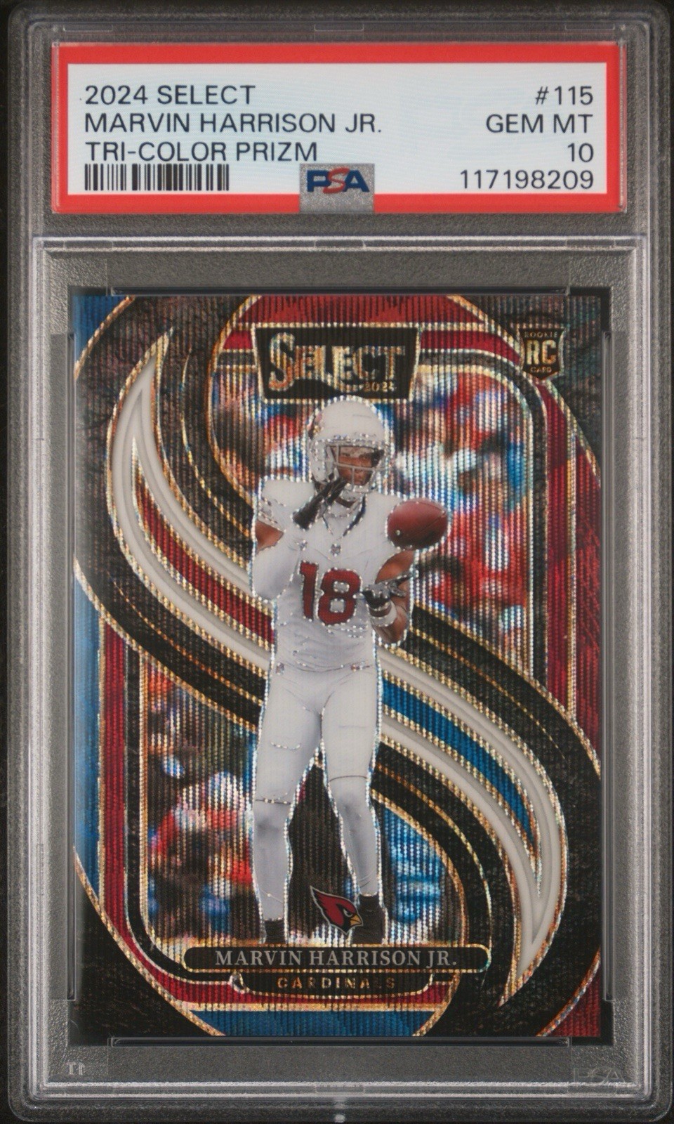 2024 Select Marvin Harrison Jr. Premier Level Tri Color /249 PSA 10