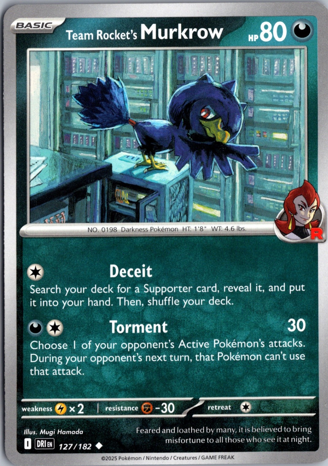 Team Rocket's Murkrow - Normal Uncommon SV10: Destined Rivals 127/182 NM