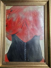 Weiblicher Akt "Red In Gold" 36 x 49 cm mit Rahmen (ohne Glas), Acryl und Sprühf