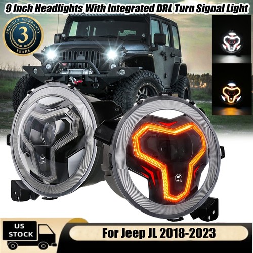 9 Inch Headlights With Integrated DRL Turn Signal Light For Jeep JL 2018-2023