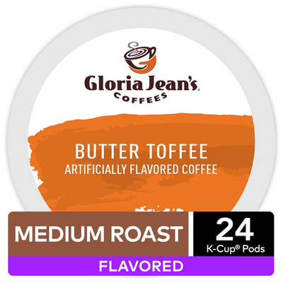Gloria Jean's Butter Toffee Coffee, 20 K-cup Pods NEW