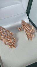 Vintage 1990-s 14 Ct Rolled Gold Zircons Earrings-Hallmarked 585 RG