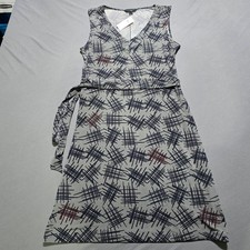 Banana Republic Women's Grey Abstract Scribble Wrap Dress Size 10 pullover
