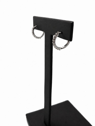 14k White Gold & Natural Diamond Huggie Hoop Earrings