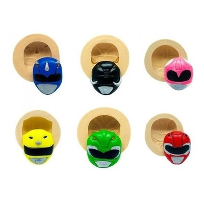 Set 6 3D Silikonform Power Rangers Gesichter Keks Teig Glasur Kuchen Geburtstag