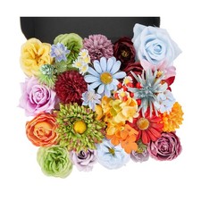 Artificial Flowers Combo Box, 38PCS Fake Flowers, Silk Flower Mix with Wire S...