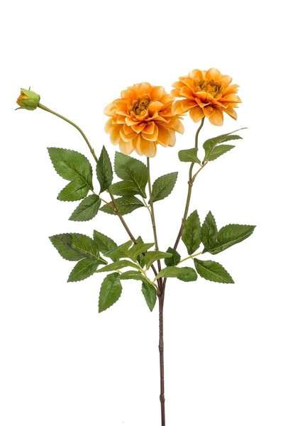 Artplants Kunstblumen Zweig Dahlie Naxos Mit BlüTen, Orange-Gelb, 70Cm-image
