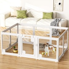 24" Clear Acrylic Dog Playpen Indoor,Transparent Puppy Playpen 10 Panels