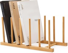 HBlife Desk File Organizer 5 Section Upright File Sorter, 1 Pack Bamboo File Hol