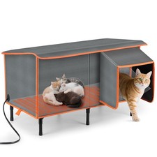 Heated Cat House for Outside in Winter,Weatherproof Outdoor Cat House with Ca...