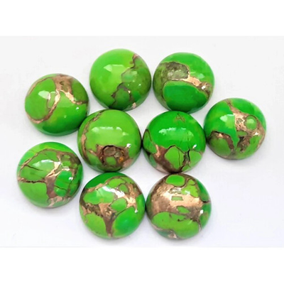 #ad AAA Green Copper Turquoise Cabochon Round Shape Loose Gemstone $10.99