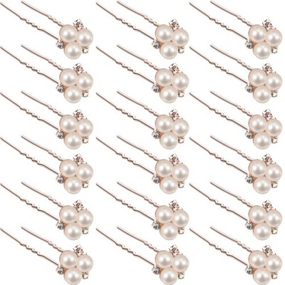 18 Pcs Pearl Hair Pins Bridal Wedding Hair Accessories Rhinestone Crystal Bob...