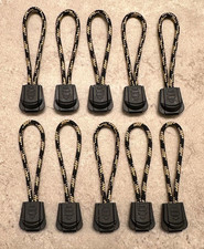 SET OF 10 3" BLACK AND GOLD ZIPPER PULL EXTENSIONS WITH PLASTIC ENDS