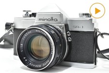 N MINT Minolta SR-1 35mm SLR Film Camera Body 55mm f 1.8 w/Case Strap JAPAN