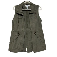 Sebby Olive Green Utility Anorak Cargo Vest Size S Fall Layering Outdoor Classic