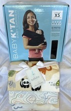 Baby K'tan Original Carrier Natural Sz XS Black And 4 Pack Flannel Blankets