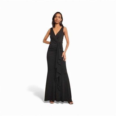 Donna Karan New York Womens Cascade Gown Dress Black Size 4 $495