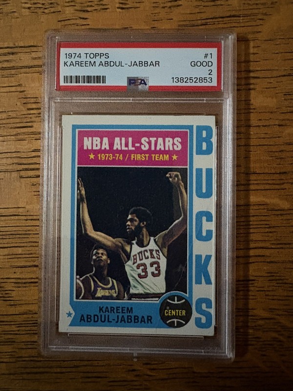 Topps Basketball 1974 Kareem Abdul-Jabbar #1 PSA 2