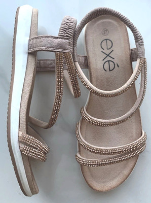 EXE  AV2 Comfort Sandals Rose Gold Beads size 37 made In Portugal EUC!