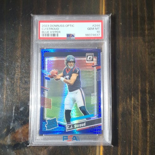 2023 Panini Donruss Optic Rated Rookie C.J. Stroud #244 Blue Hyper PSA Gem 10