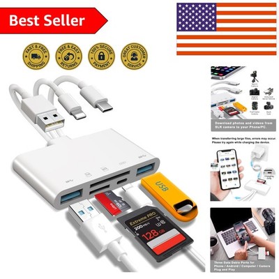 5-in-1 USB OTG & Memory Card Reader for iPhone/iPad - Rapid Transfer & Charging