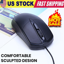 USB 2.0 Optical Wired Scroll Wheel Mouse PC Laptop Notebook Desktop Black Mice 