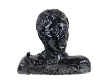 Folk Art Pottery Black Woman Bust Face Hollow Hand Made Art Americana Sculpture
