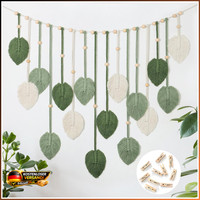 Makramee Wandbehang Groß Boho Deko Wandteppich BläTter 100X80Cm Wohnaccessoire