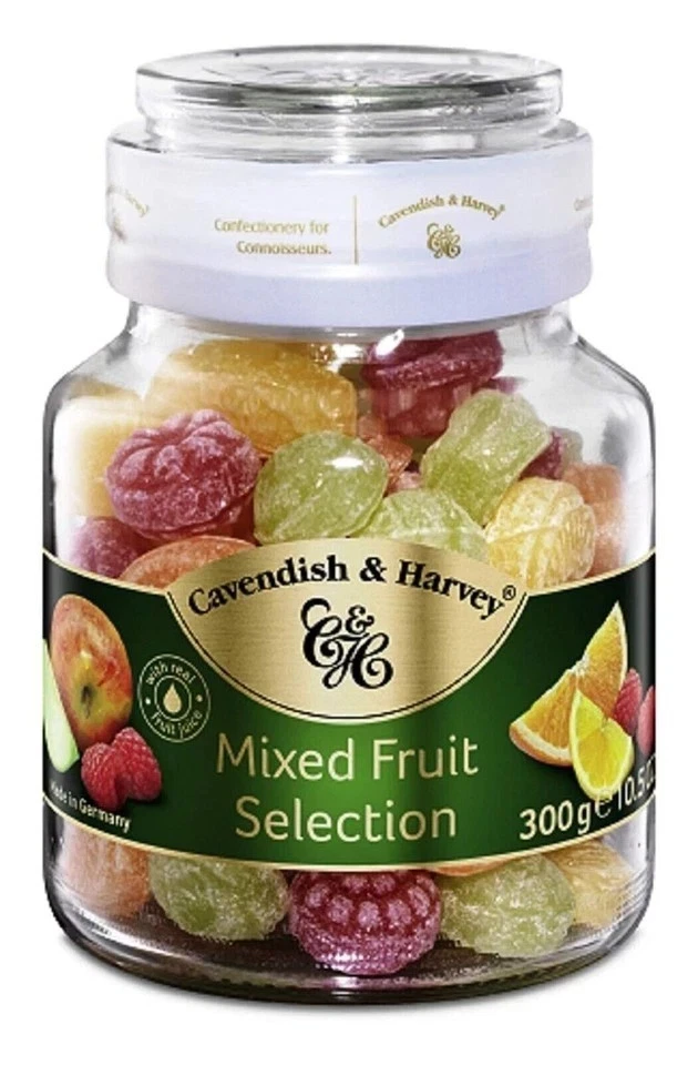 Cavendish & Harvey 10.5 oz MIXED FRUIT Hard Candy in Glass Jar BB 6/28
